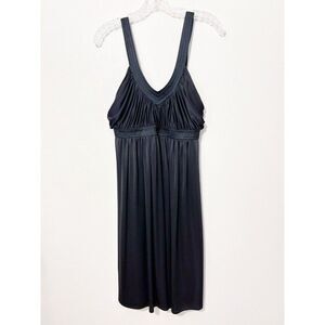 BCBG MAXAZRIA Sleeveless Empire Dress Midnight Blue w/Gold Metallic Size 6